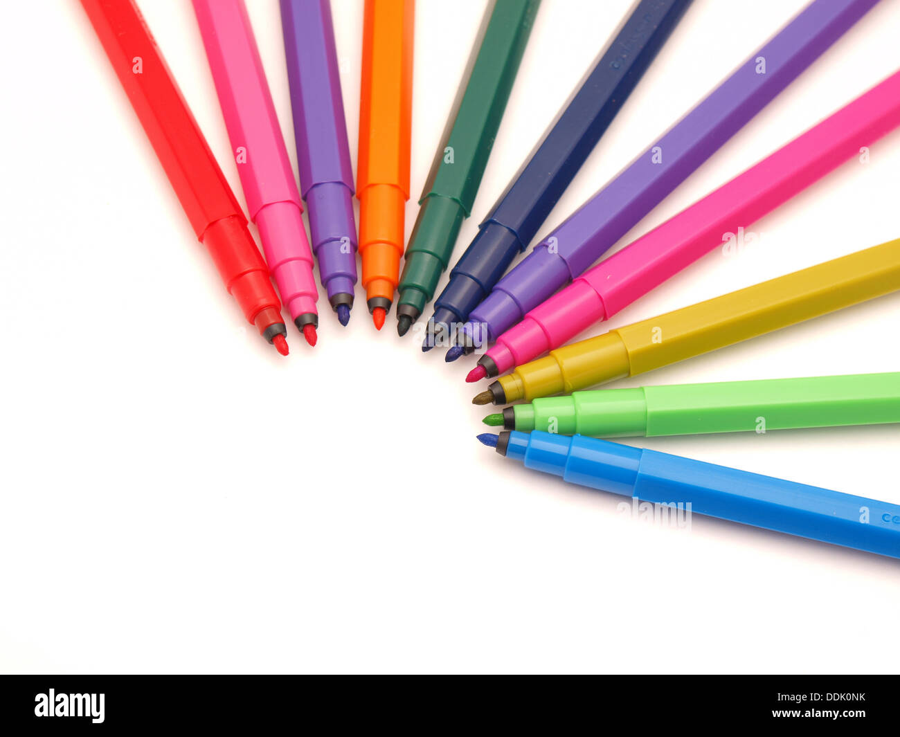 Color felttip pens on a white background Stock Photo Alamy