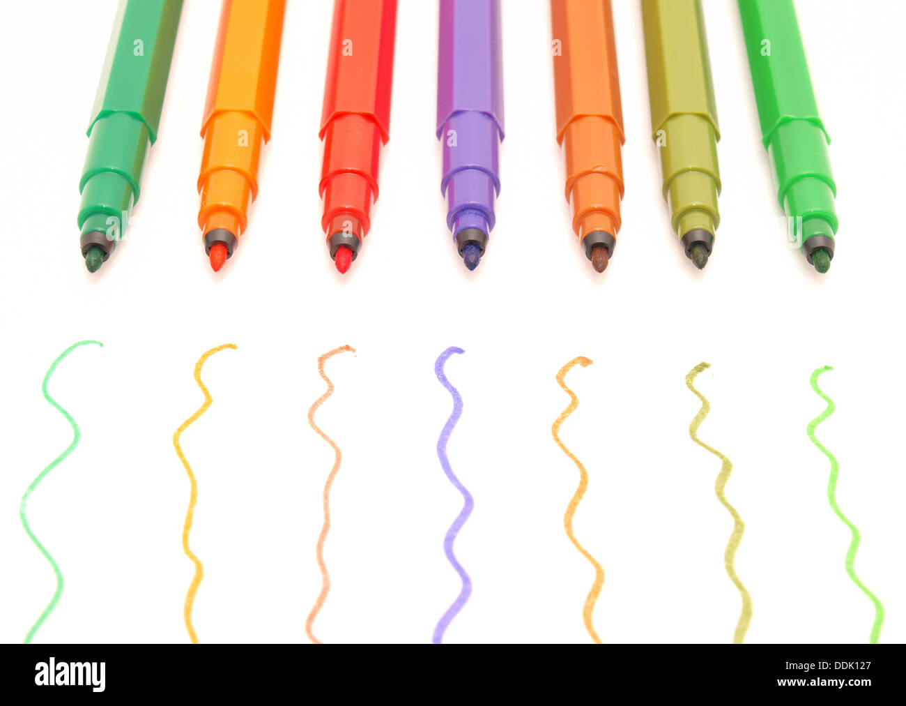 Color felttip pens on a white background Stock Photo Alamy