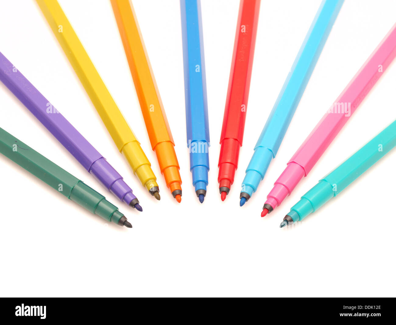 Color felttip pens on a white background Stock Photo Alamy