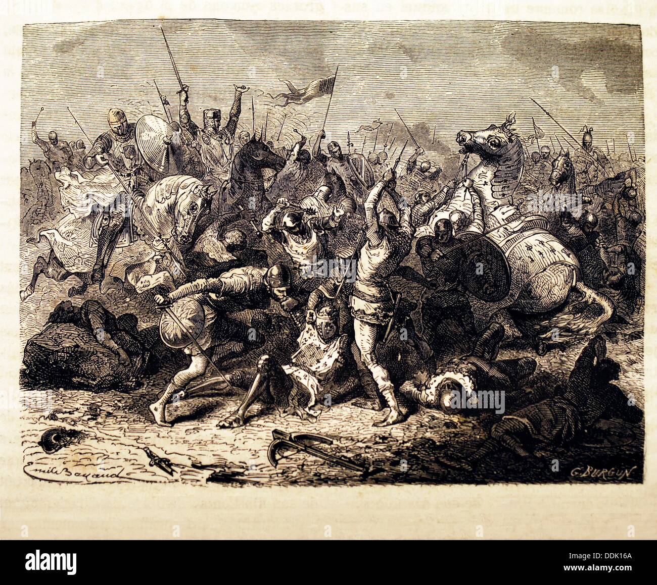 France-History- The Battle of Bouvines, 27 July 1214, was a conclusive medieval battle ending the twelve year old War of