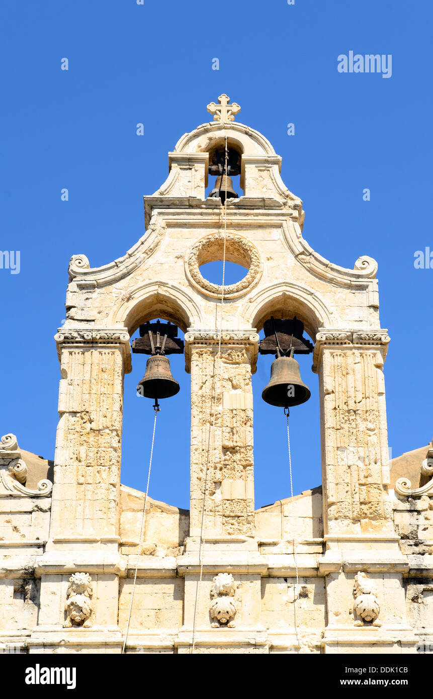 Bell tower of the church  in the Monastery of Arkadi - Crete, Greece Stock Photo