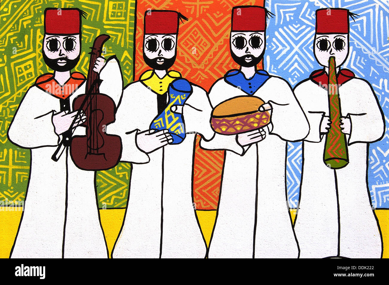 Painting representing an orchestra. Morocco Stock Photo