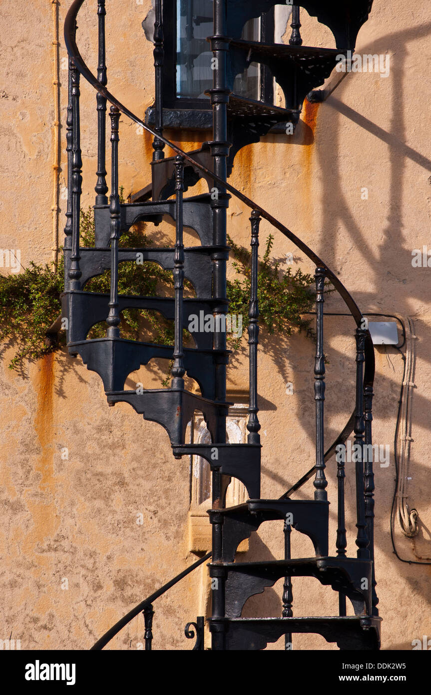 spiral staircase cast iron old exterior Stock Photo - Alamy