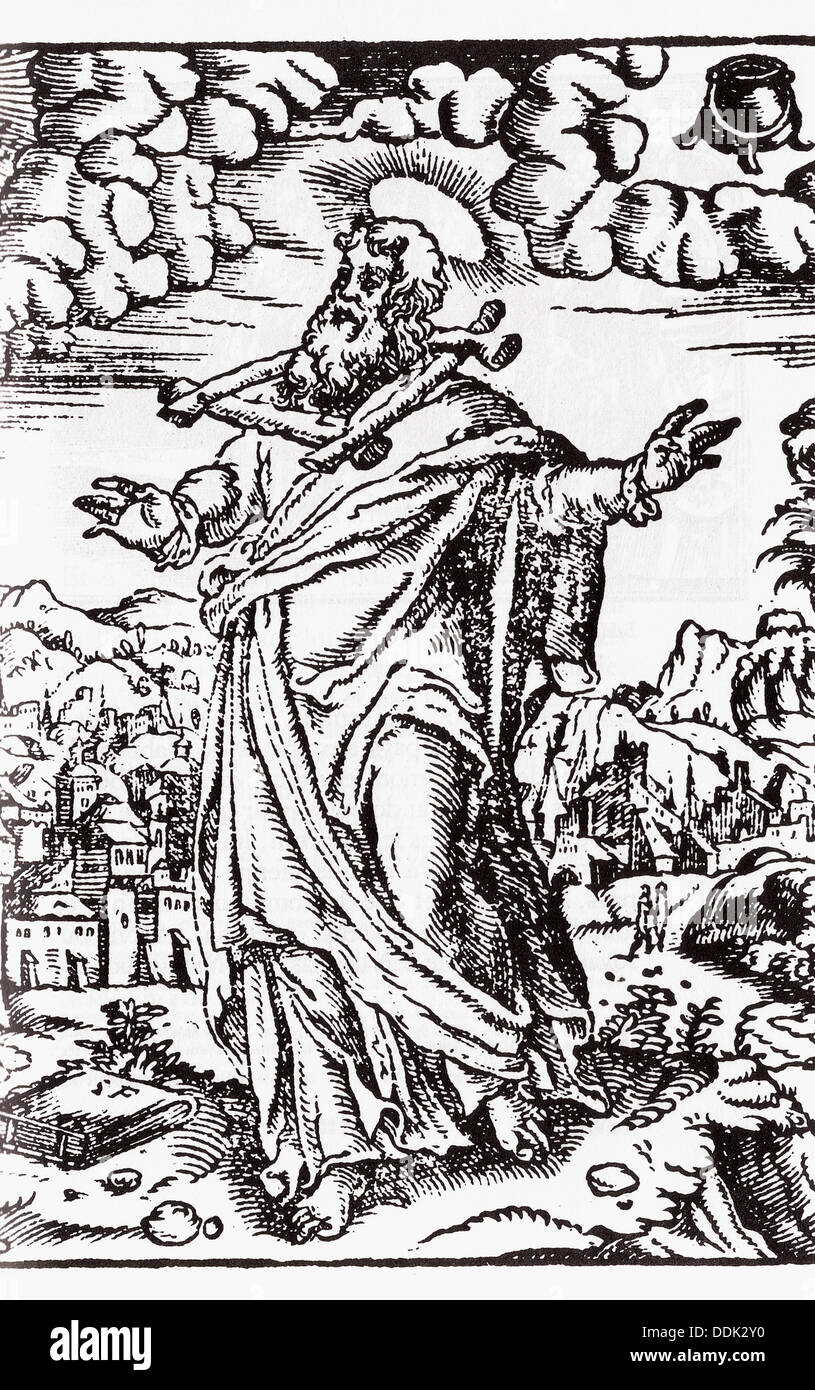 Yoke and subservience to the King of Babylon. German Bible, 1585 Stock