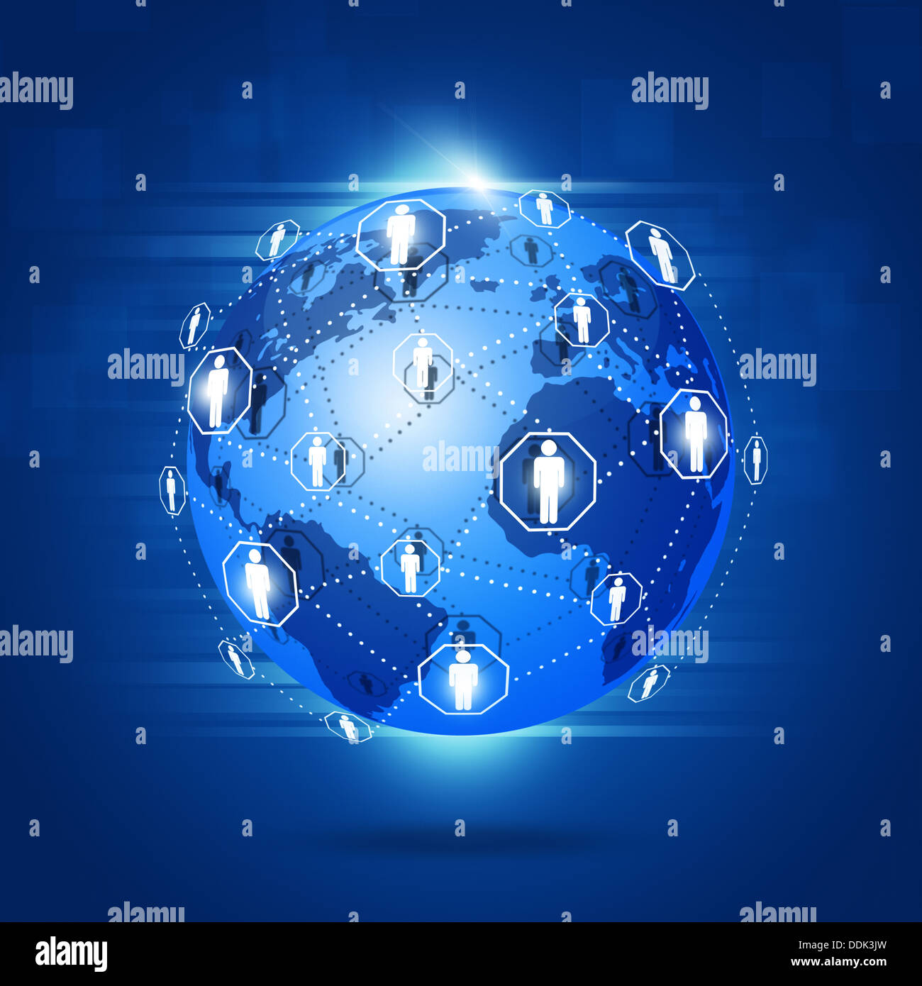 abstract technology world global network business connection blue ...