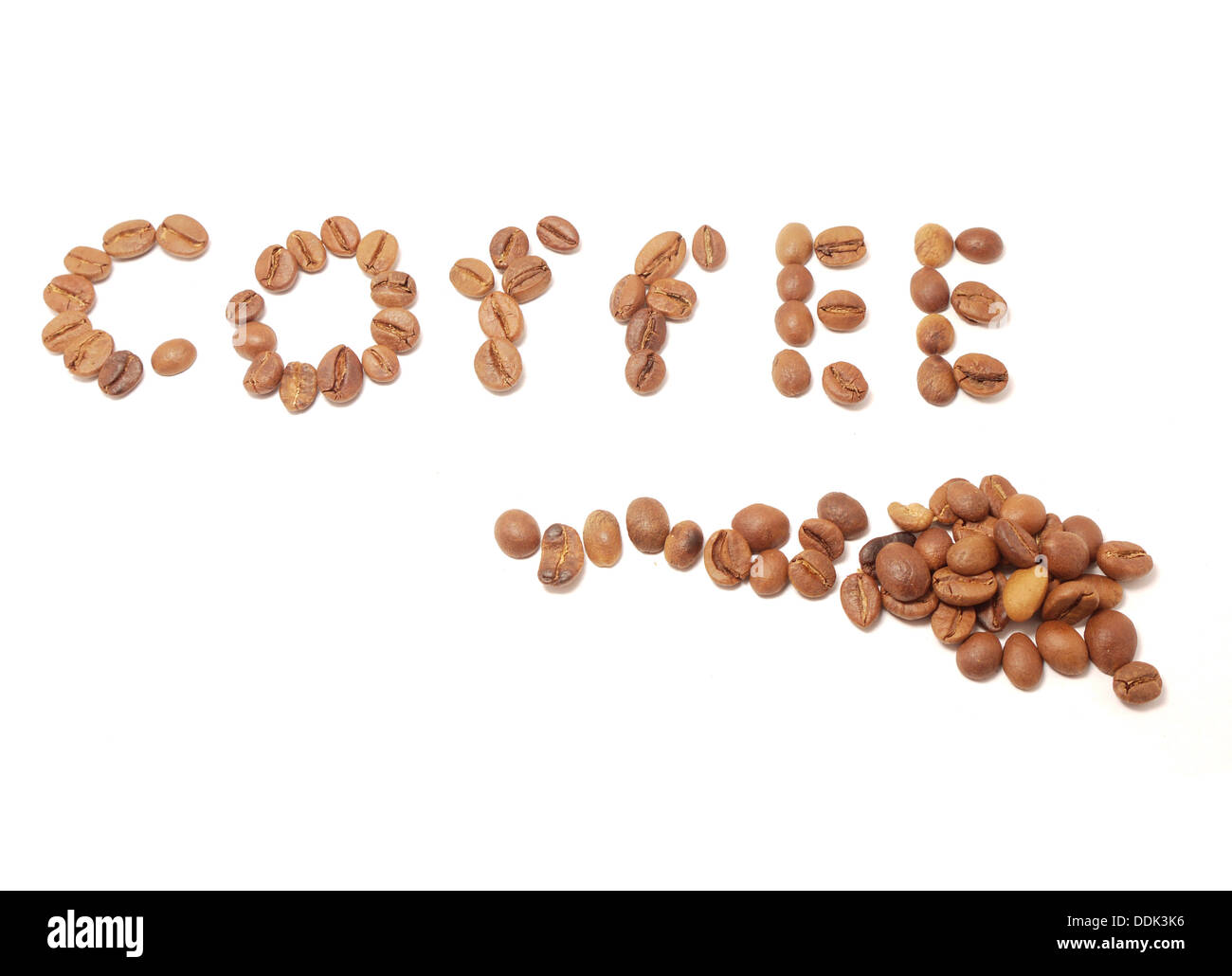 Word 'coffee' from coffee grains Stock Photo