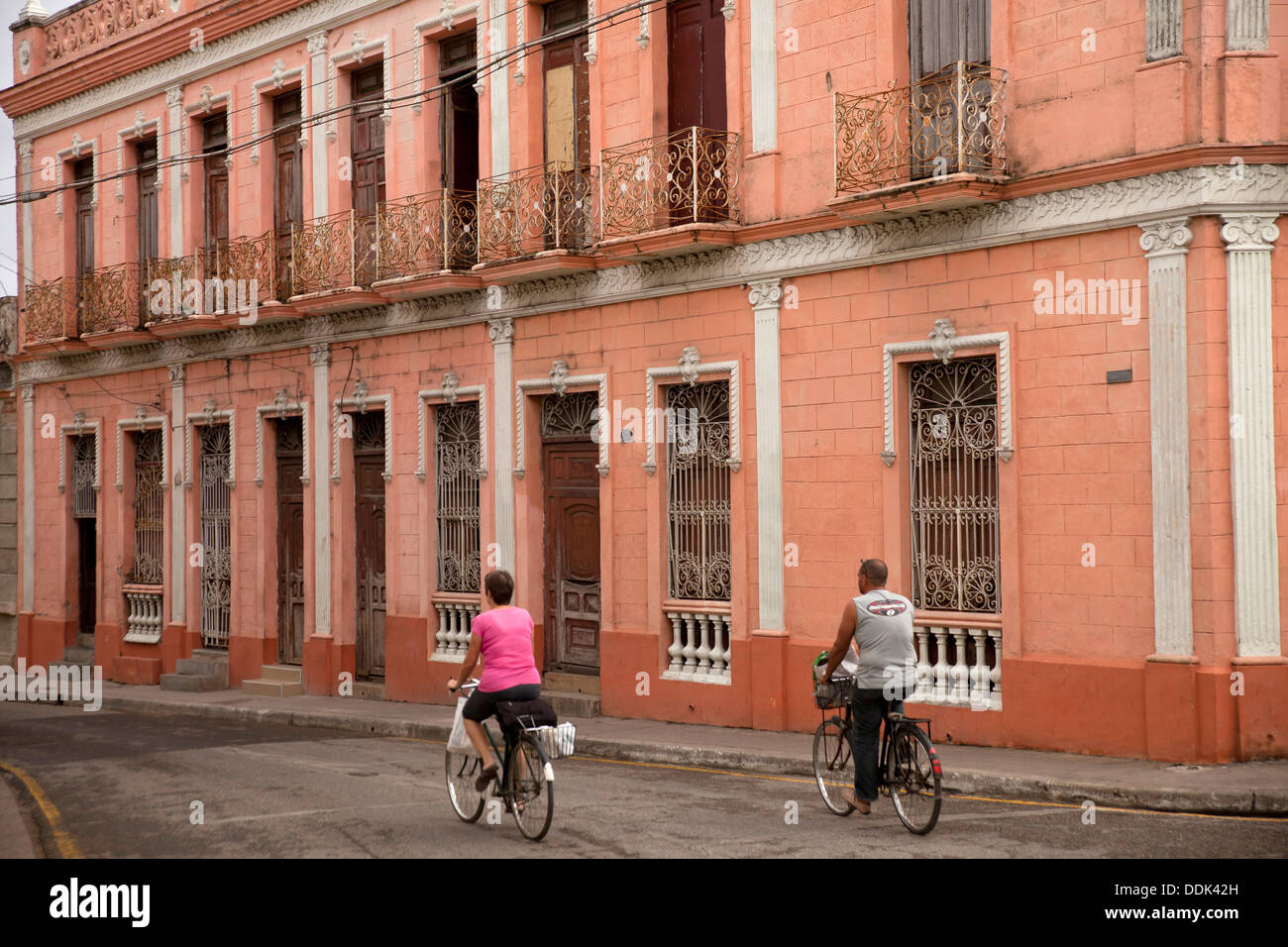 cyclists in Camagüey, Cuba, Caribbean, Stock Photo
