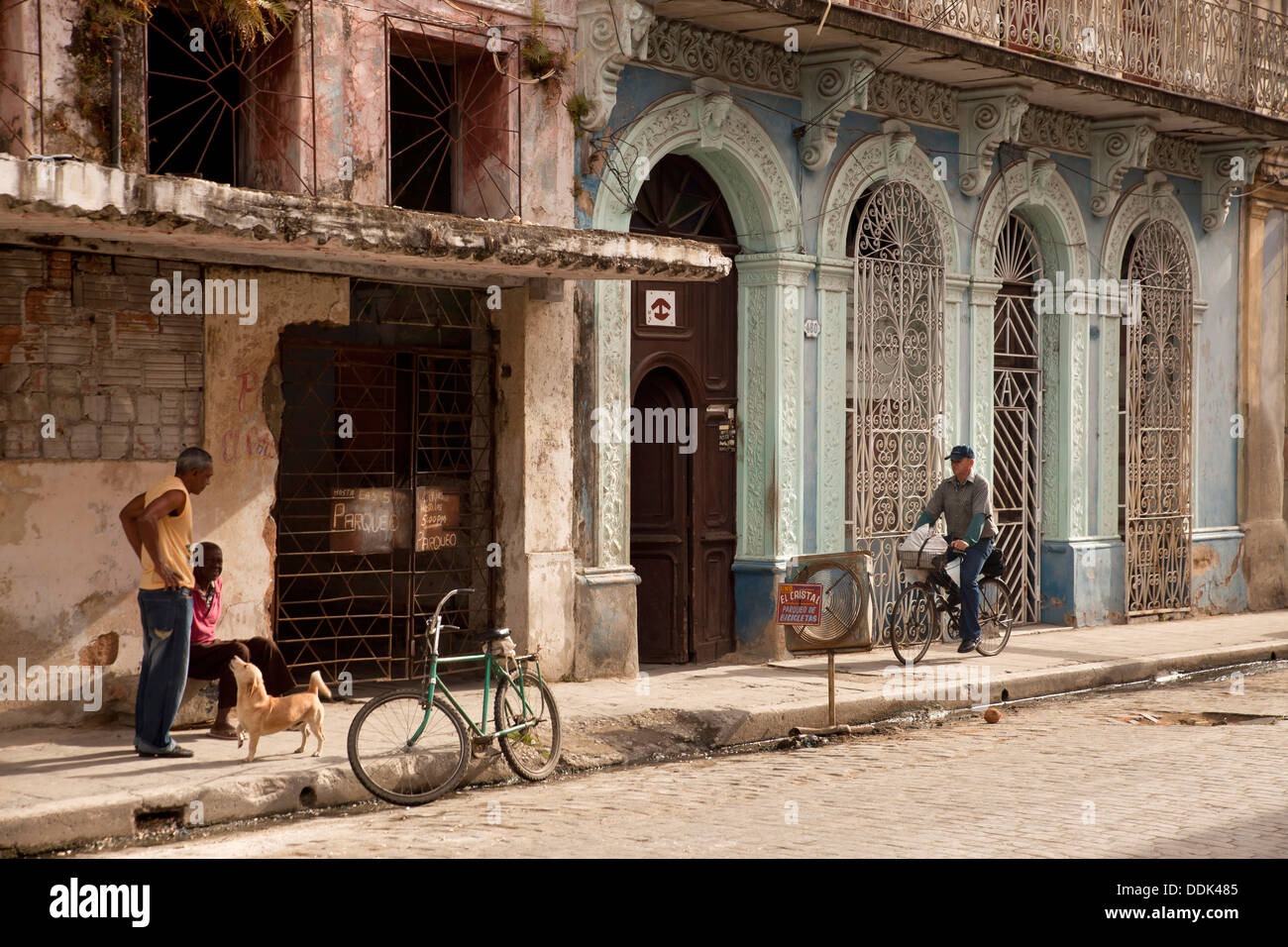 cyclists in Camagüey, Cuba, Caribbean, Stock Photo
