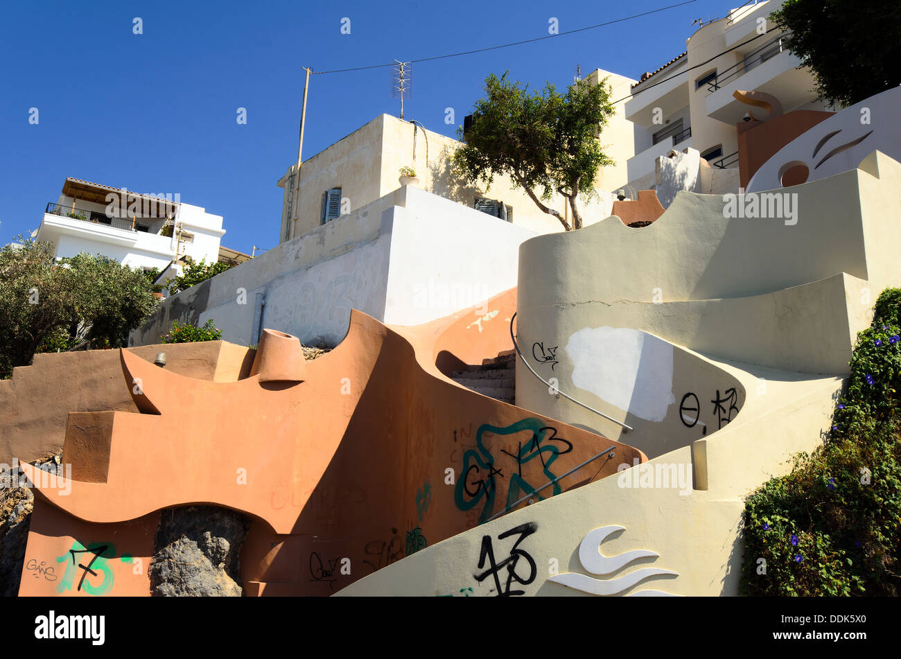Apartments in Agios Nikolaos in the prefecture of Lasithi - Crete, Greece Stock Photo