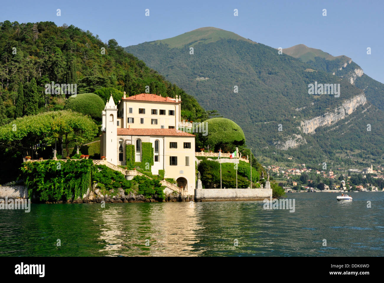 Italy - Lake Como - Lenno - Villa del Balbianello - 18th cent - famous for its gardens -  museum - romantic location - sunlight Stock Photo