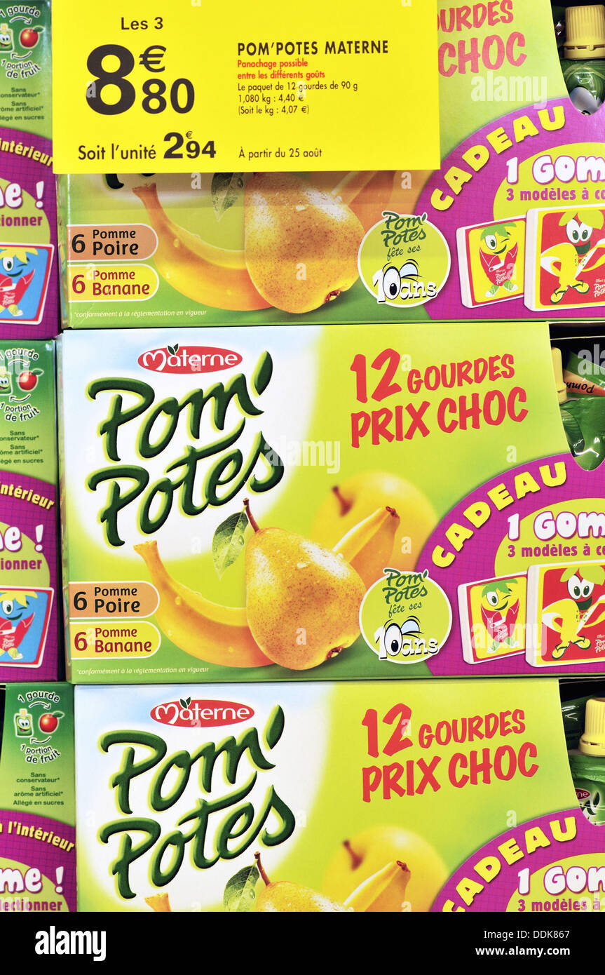 Compotes in a supermarket, France Stock Photo Alamy