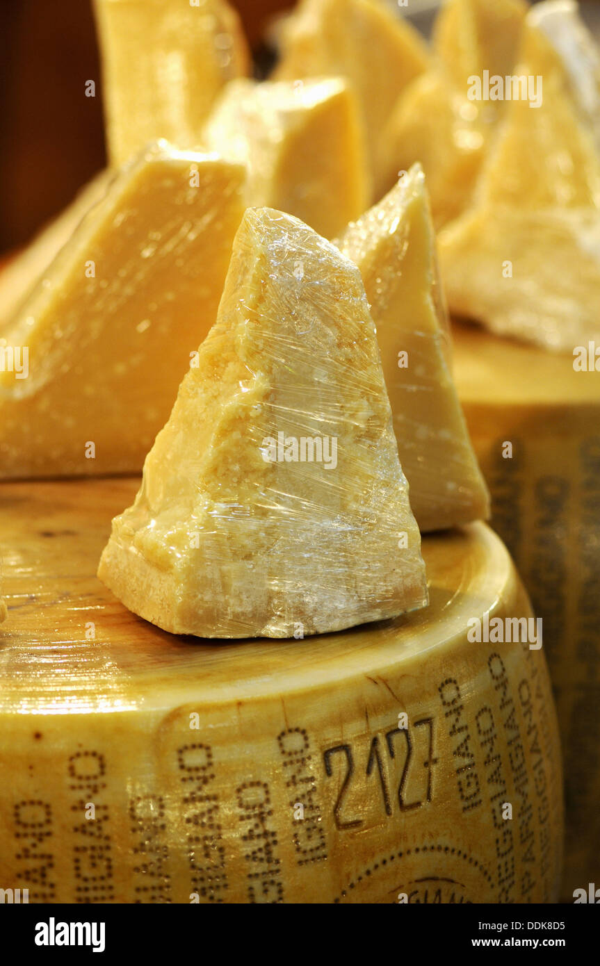 Italian Parmigiano cheese at ´Barcelona Degusta´ food fair. Catalonia