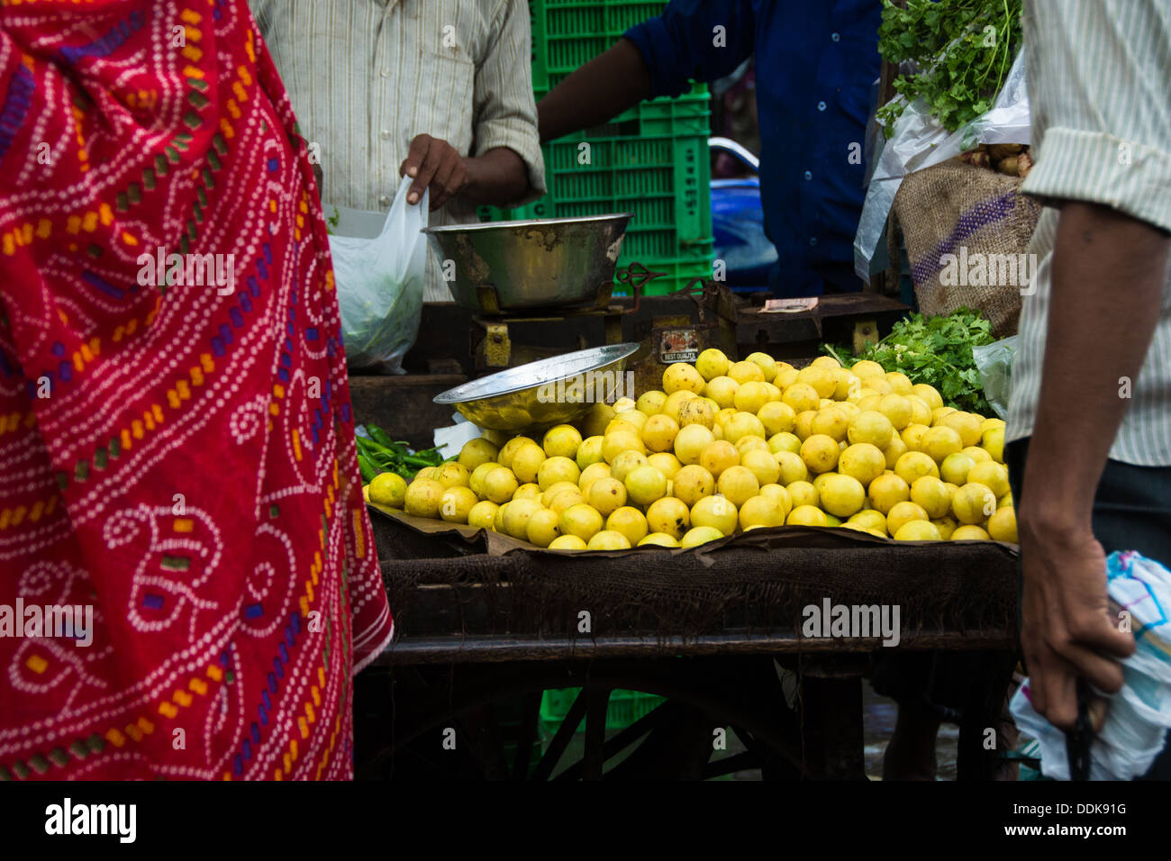 Lemon and chili for sale Stock Photo