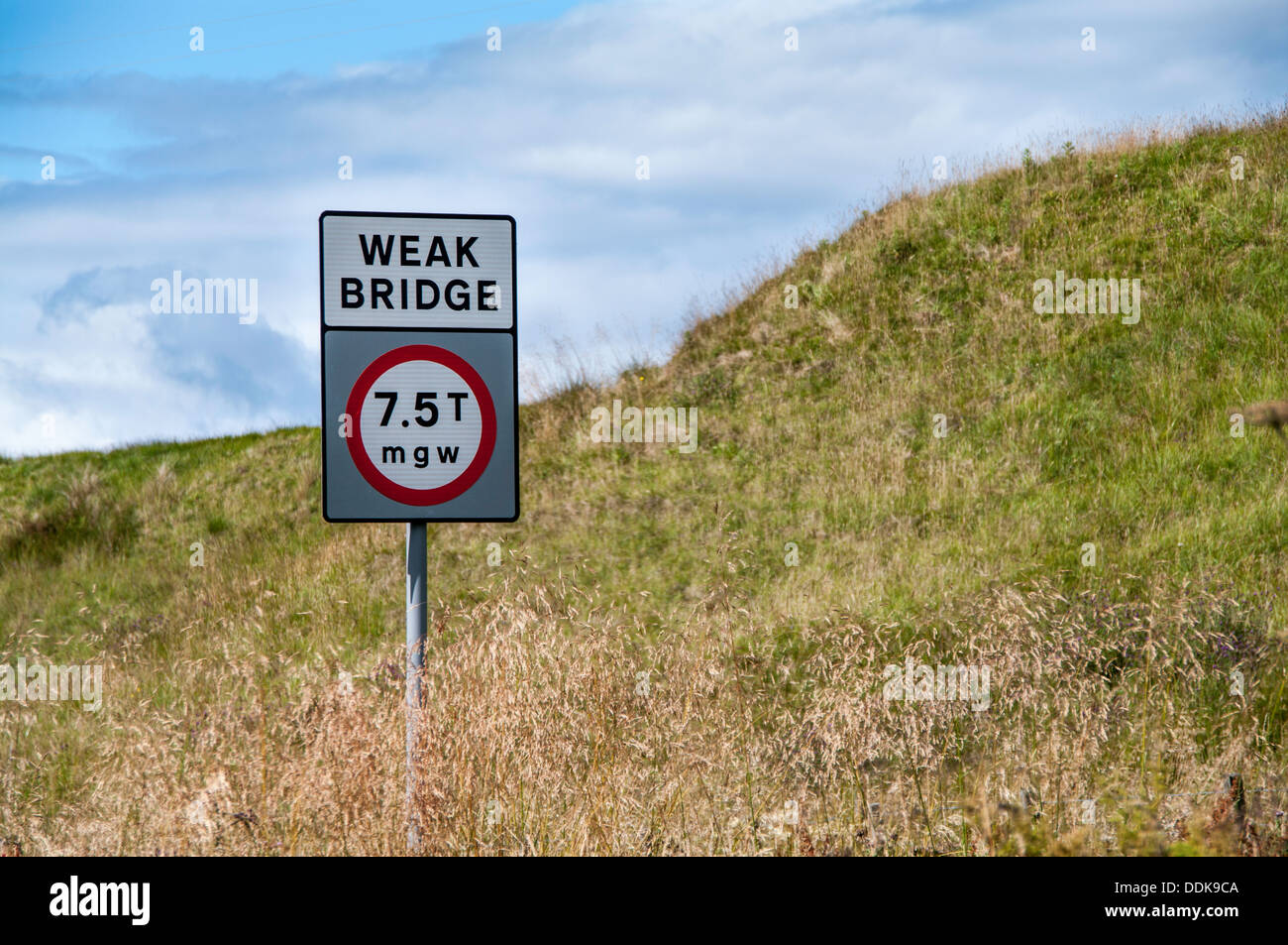 A weak bridge on UK road. Stock Photo