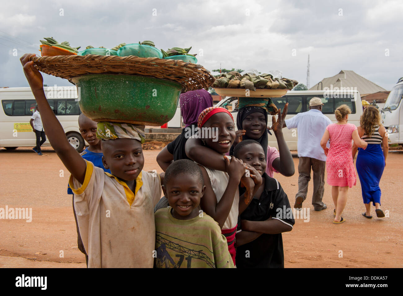 Fruit and snack street vendors in Lokoja, Nigeria Stock Photo