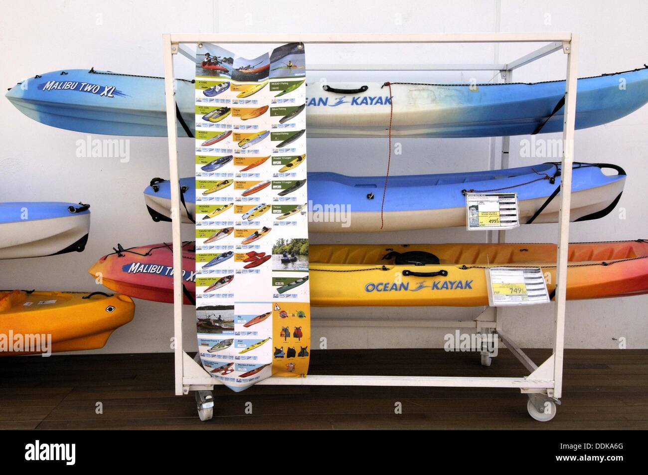 Canoes For Sale In A Sporting Goods Store Barcelona Catalonia