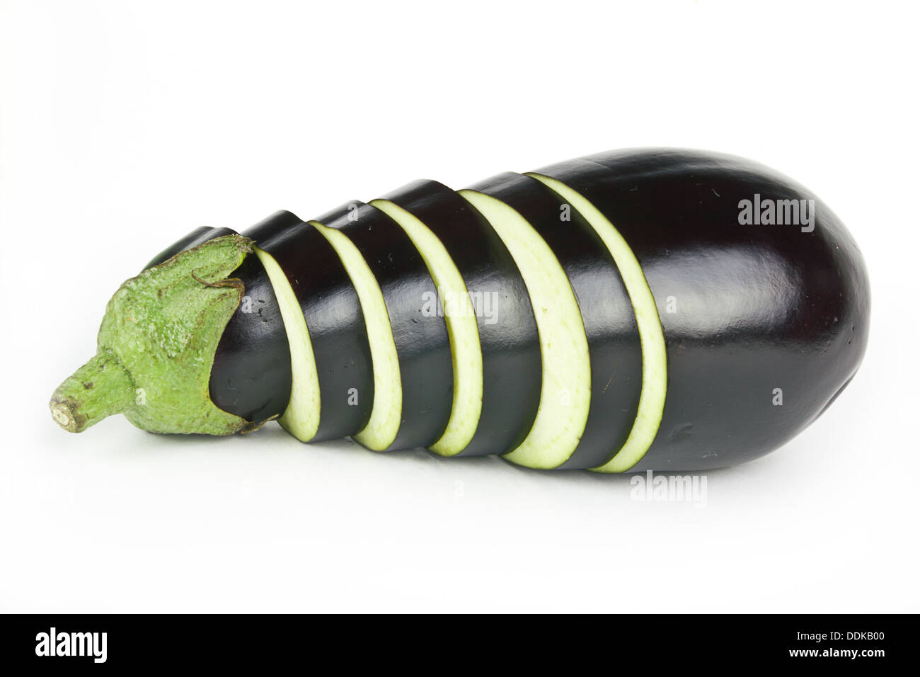 fresh Eggplants vegetables on white Stock Photo