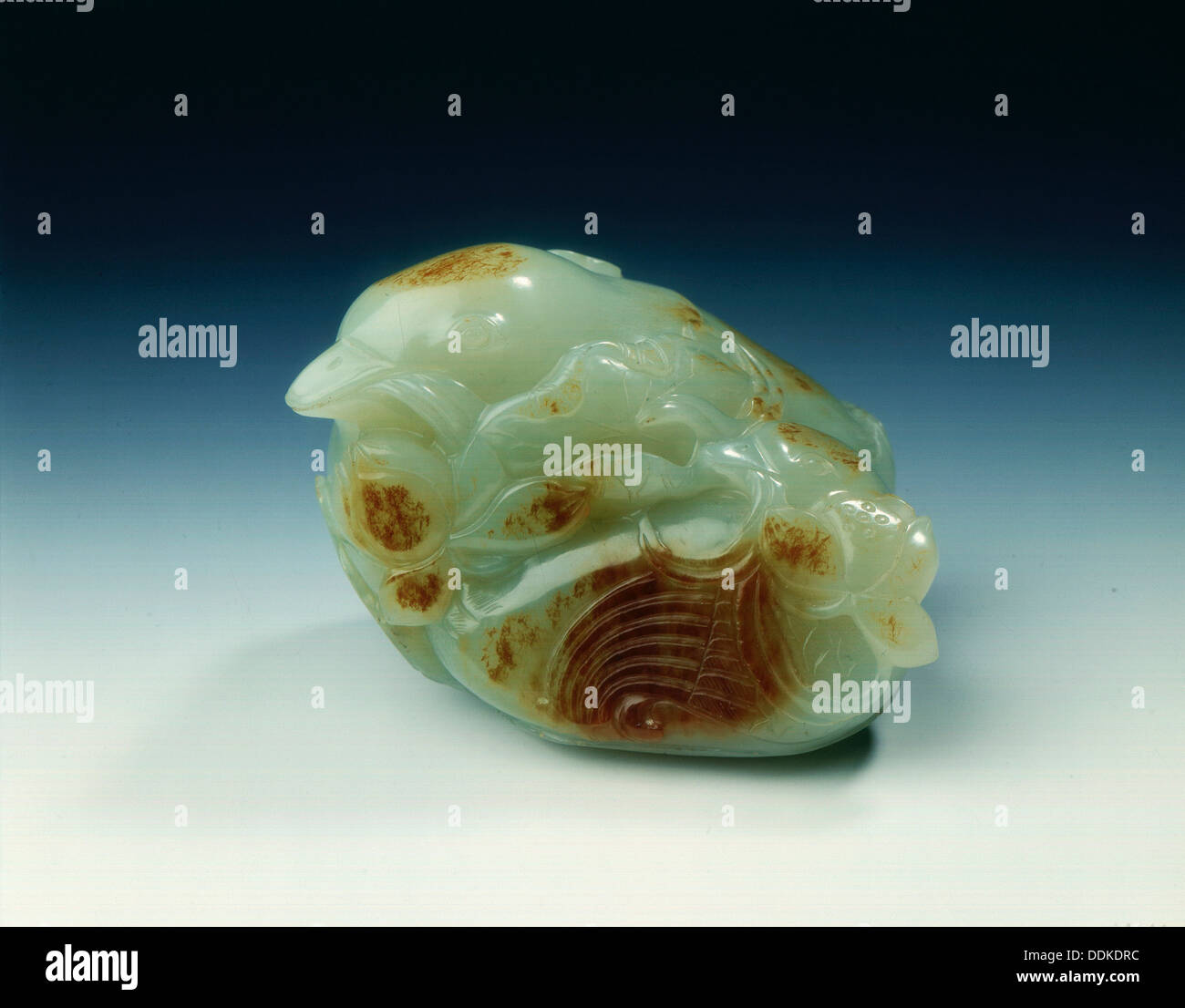 Jade mandarin ducks with lotus, Qing dynasty, China, probably 18th