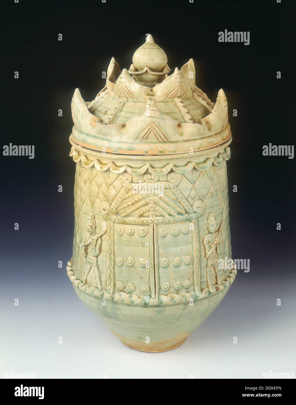 Celadon glazed burial jar with cover, Ly dynasty, Vietnam, 11th-mid 12th century. Artist: Unknown Stock Photo