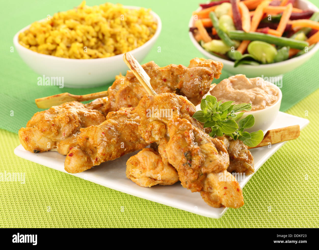 THAI CHICKEN SATAY / KEBABS Stock Photo