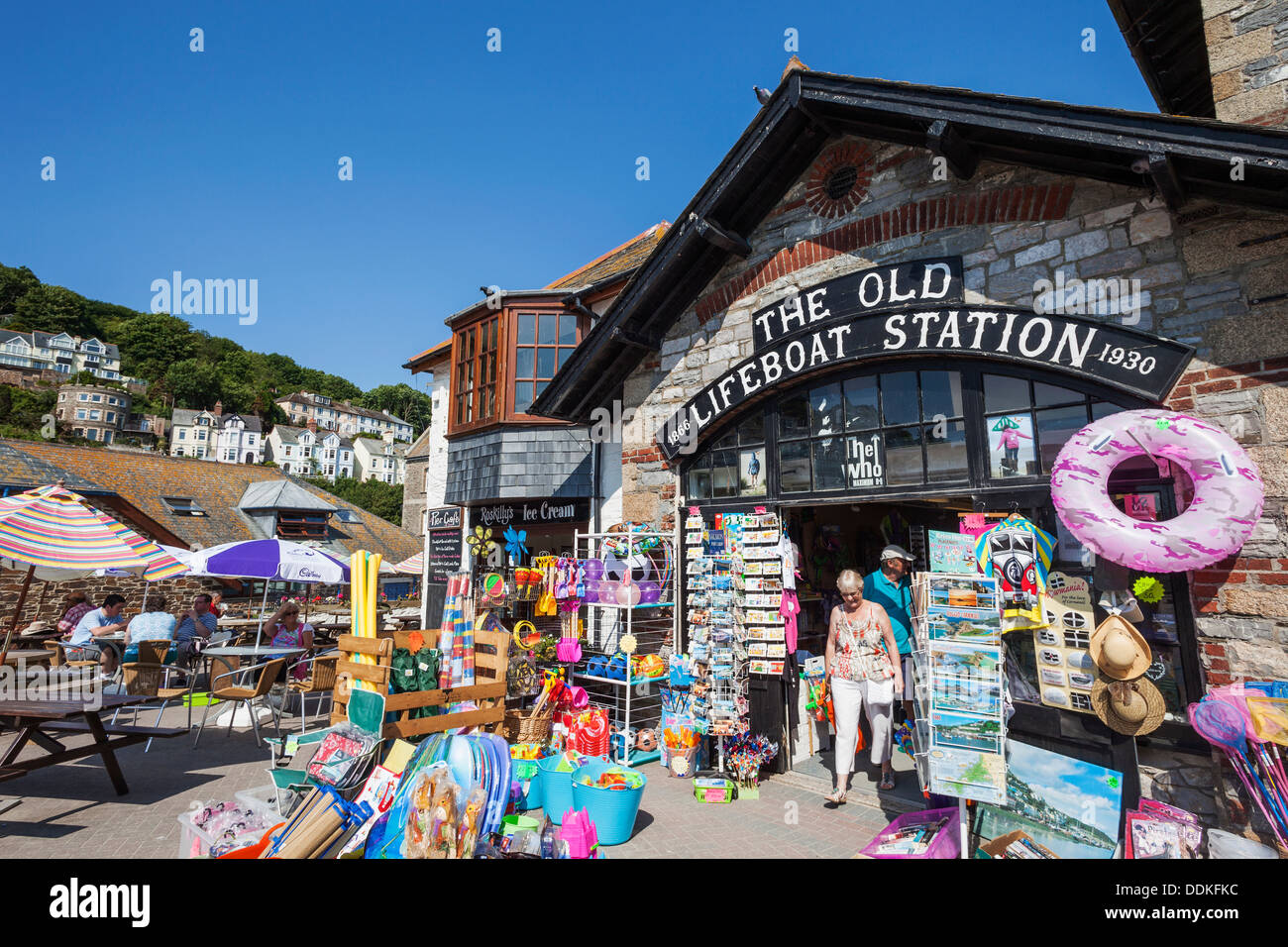 England, Cornwall, Looe, Seafront Shops Stock Photo Alamy