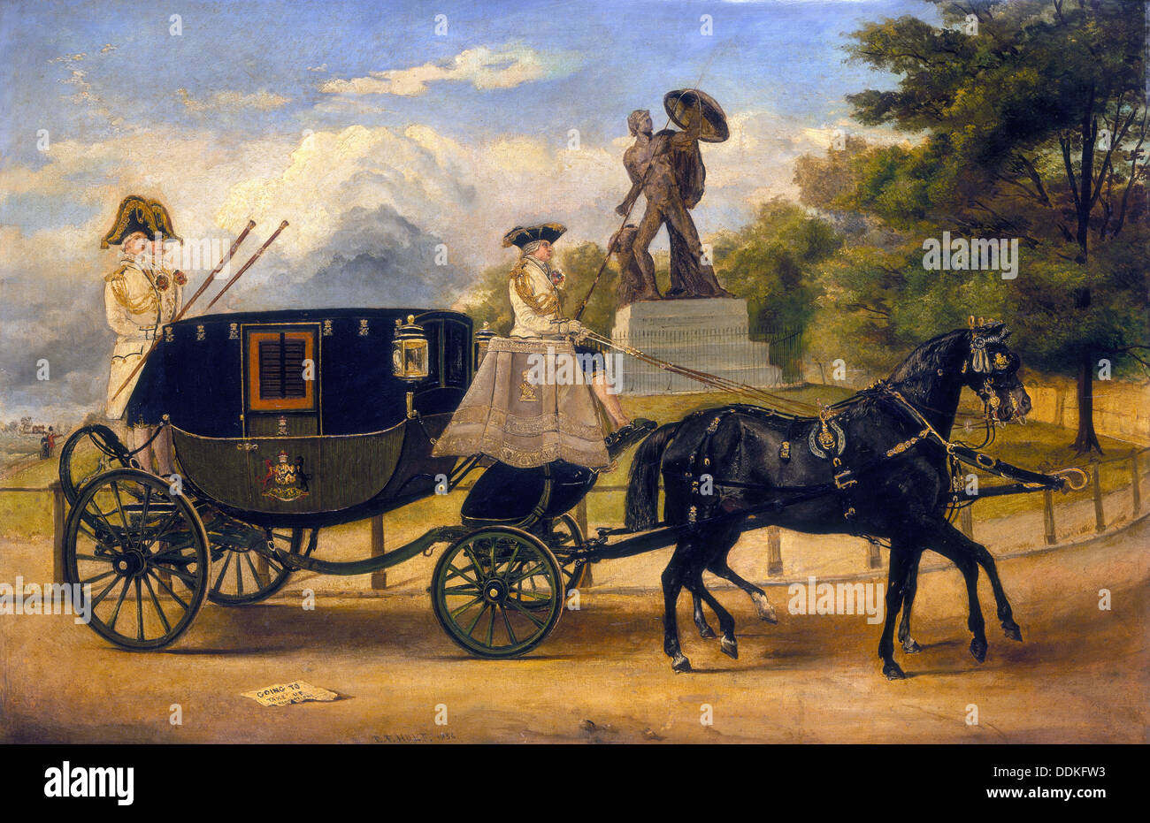'The Dress Carriage of Viscount Eversley in Hyde Park', c1856. Artist: Edwin Frederick Holt Stock Photo