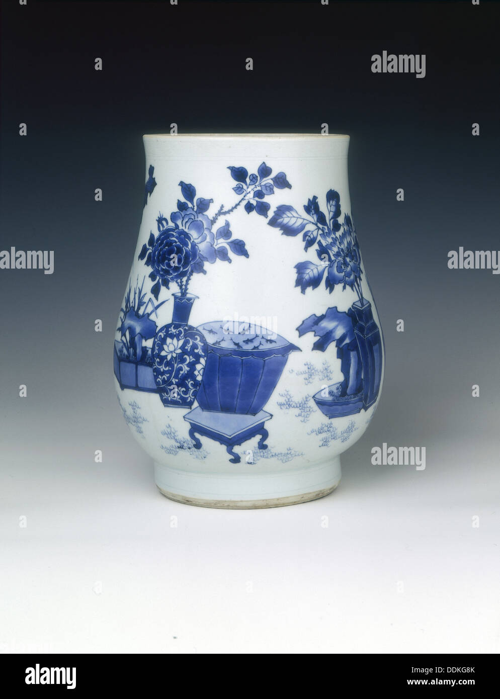 Ovoid blue and white vase, Transitional period, China, c1640. Artist: Unknown Stock Photo