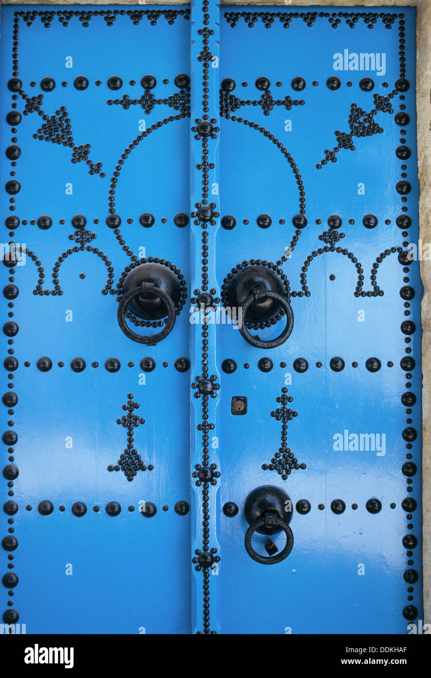 Blue door, Sidi Bou Said. Tunisia Stock Photo