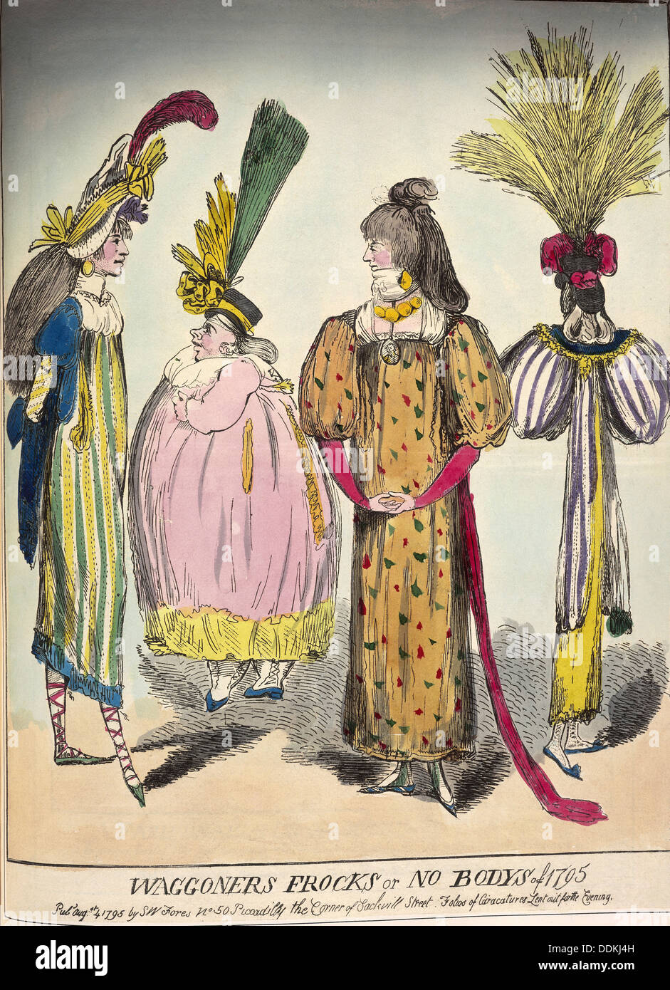 A caricature of late 18th century fashion, 1795. Artist: Unknown Stock Photo