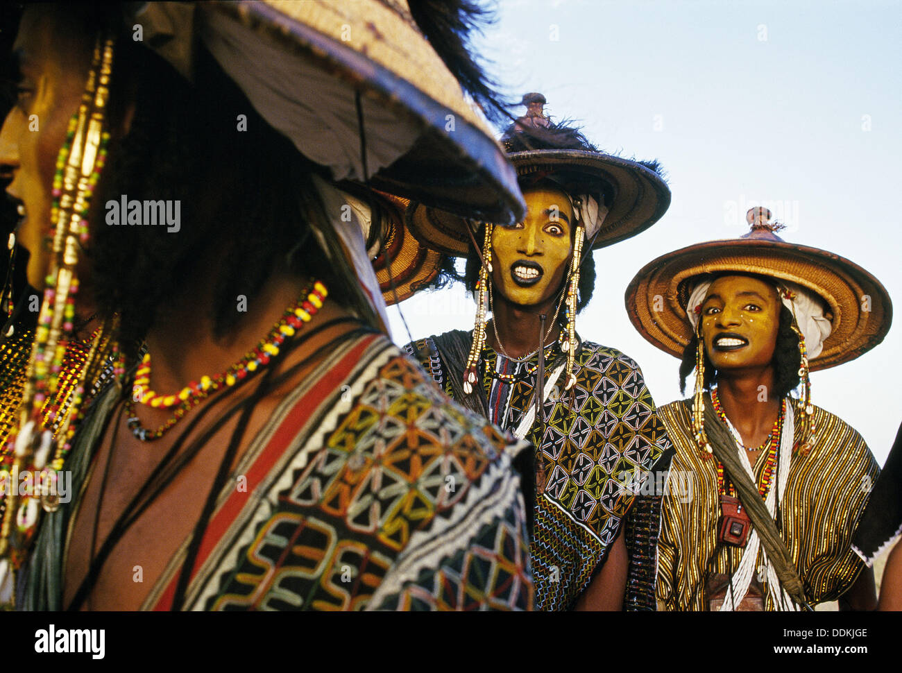 Wodaabe (or Bororo) men in the Cure Salee festival, Niger Stock Photo