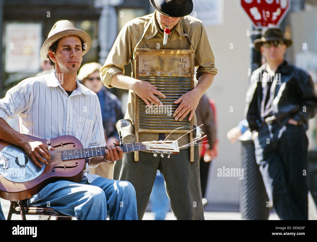 Musicians playing in the French Quarter, New Orleans, Louisiana, USA Stock Photo