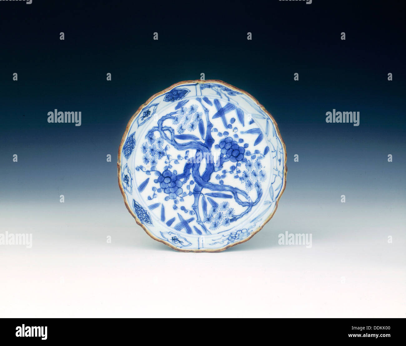 Blue and white Shonsui-type saucer, Ming dynasty, China, 2nd quarter of 17th century. Artist: Unknown Stock Photo