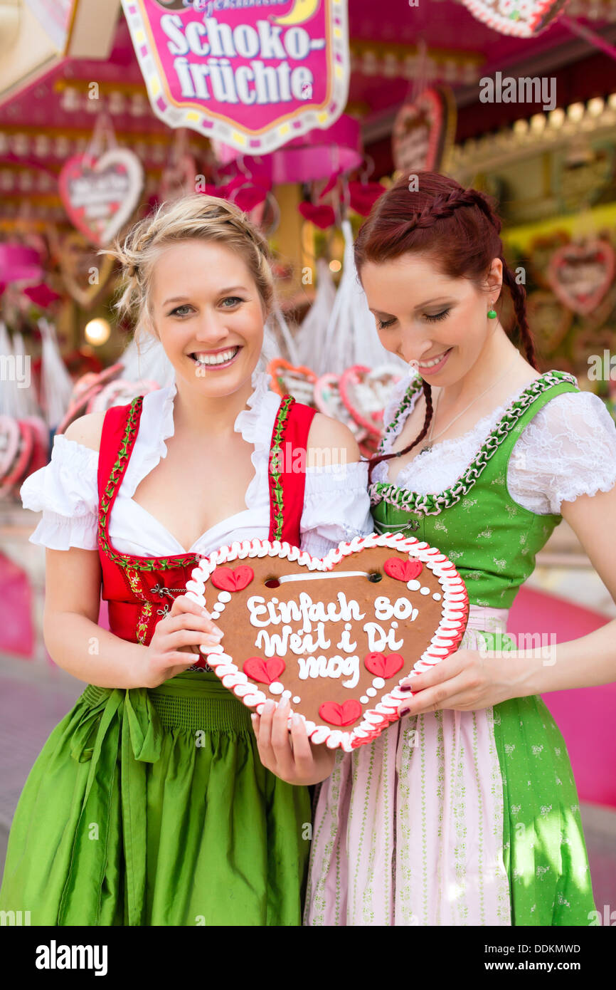 Young Women In Traditional Bavarian Clothes Dirndl Or - 