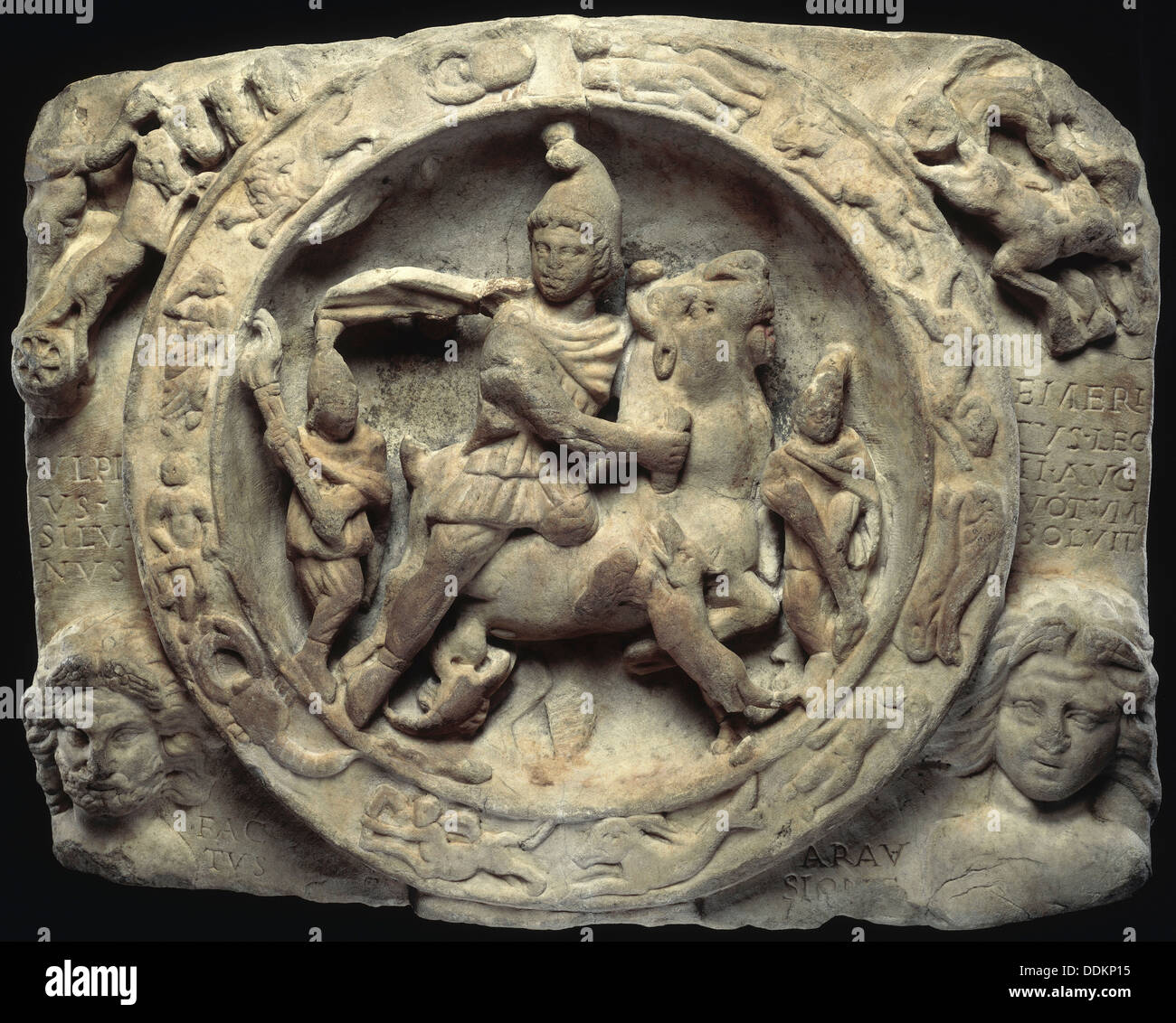 Sacrificial scene of Mithras slaying the bull. Artist: Unknown Stock Photo
