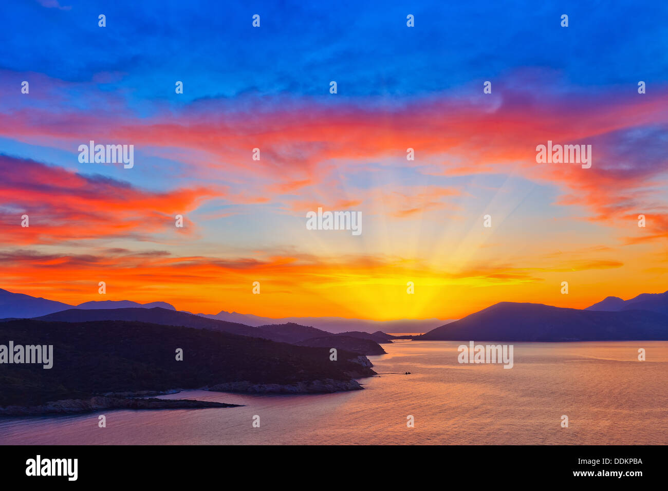 Greek Sunset Stock Photo