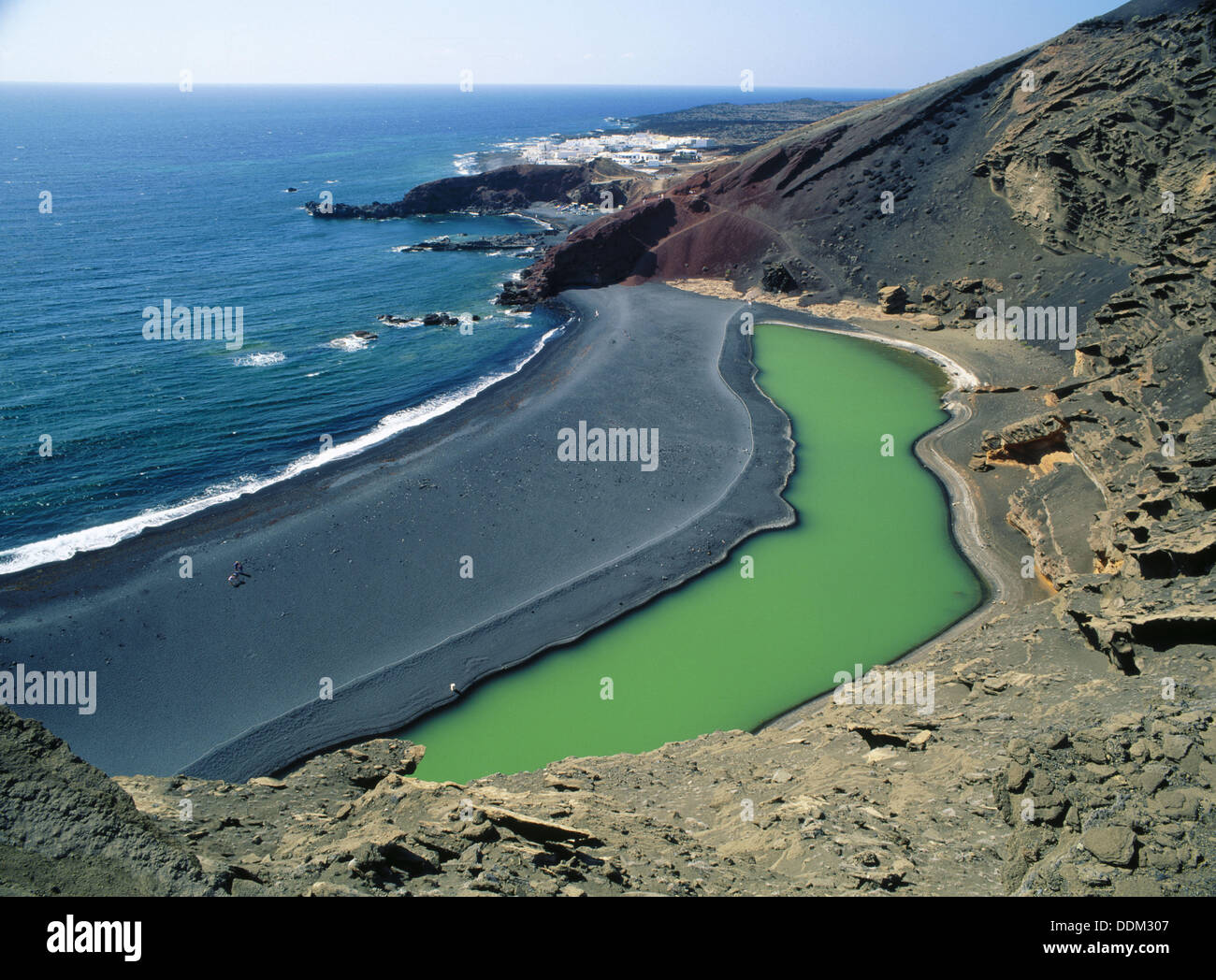 Laguna Verde (Green Lagoon) at El Golfo. Lanzarote. Canary Islands. Spain  Stock Photo - Alamy
