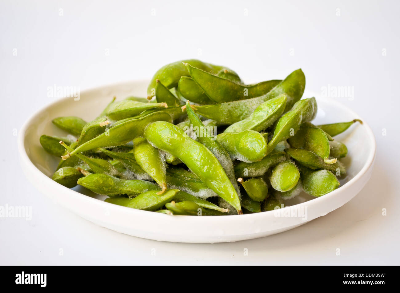 green Japanese soybean on white background Stock Photo Alamy