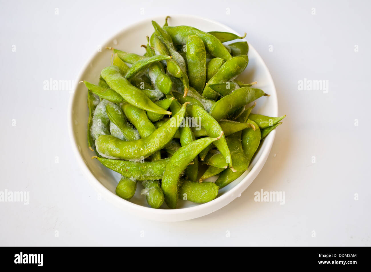 green Japanese soybean on white background Stock Photo Alamy