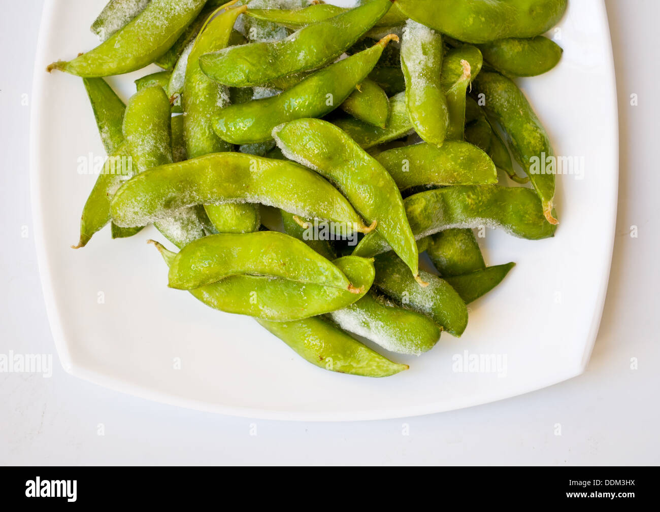 green Japanese soybean on white background Stock Photo Alamy