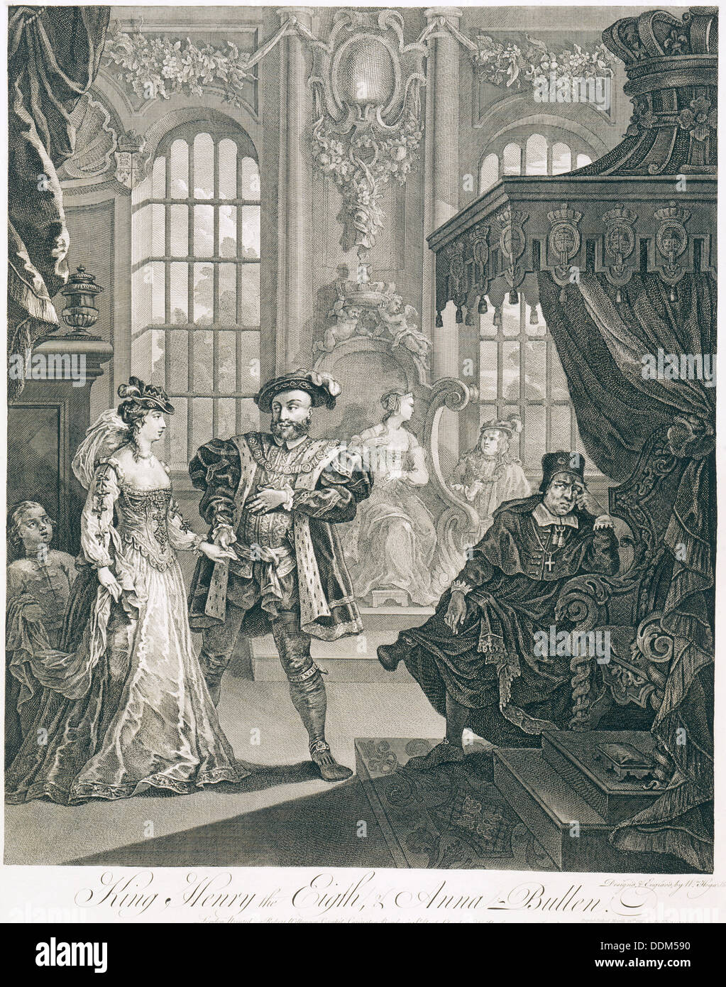 'King Henry the Eigth & Anna Bullen', 18th century. Artist: William Hogarth Stock Photo