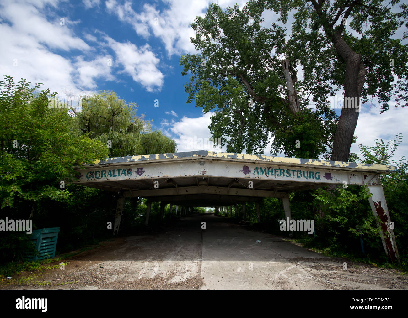 The ferry terminal at the abandoned Boblo Island Amusement Park. Stock Photo