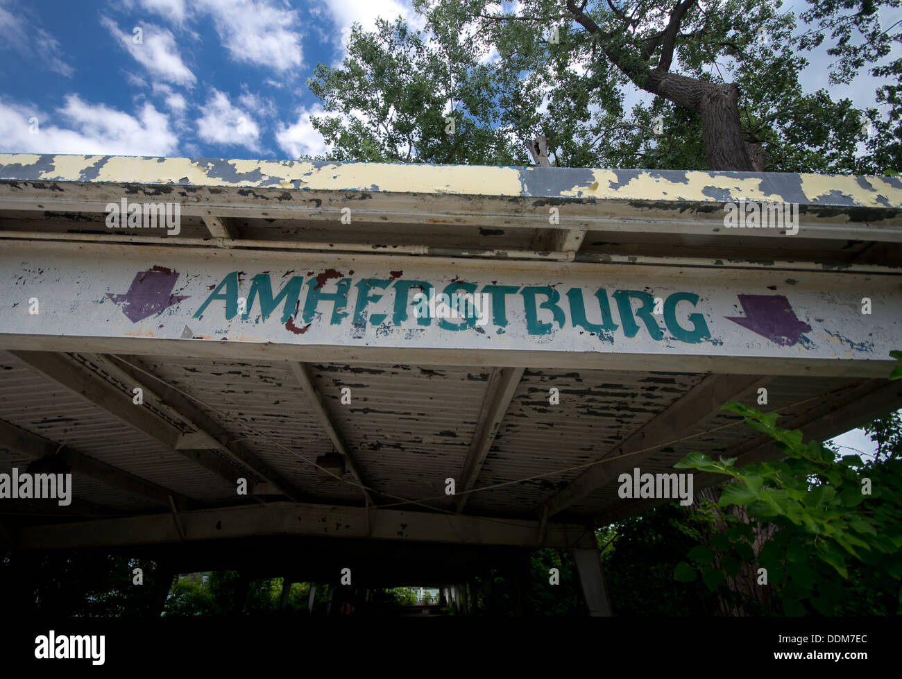 The ferry terminal at the abandoned Boblo Island Amusement Park. Stock Photo
