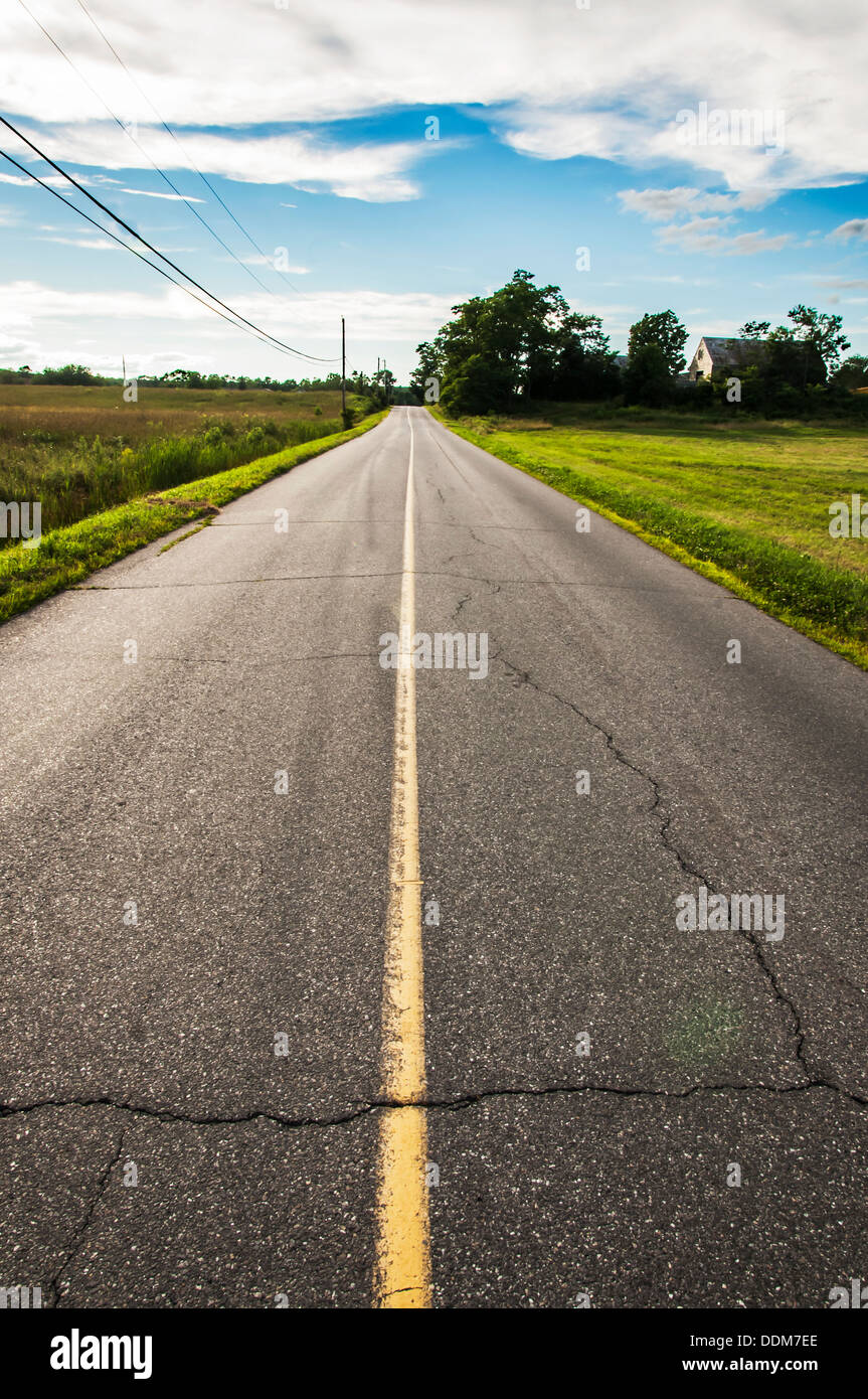 an amercian road in the Maine countryside Stock Photo