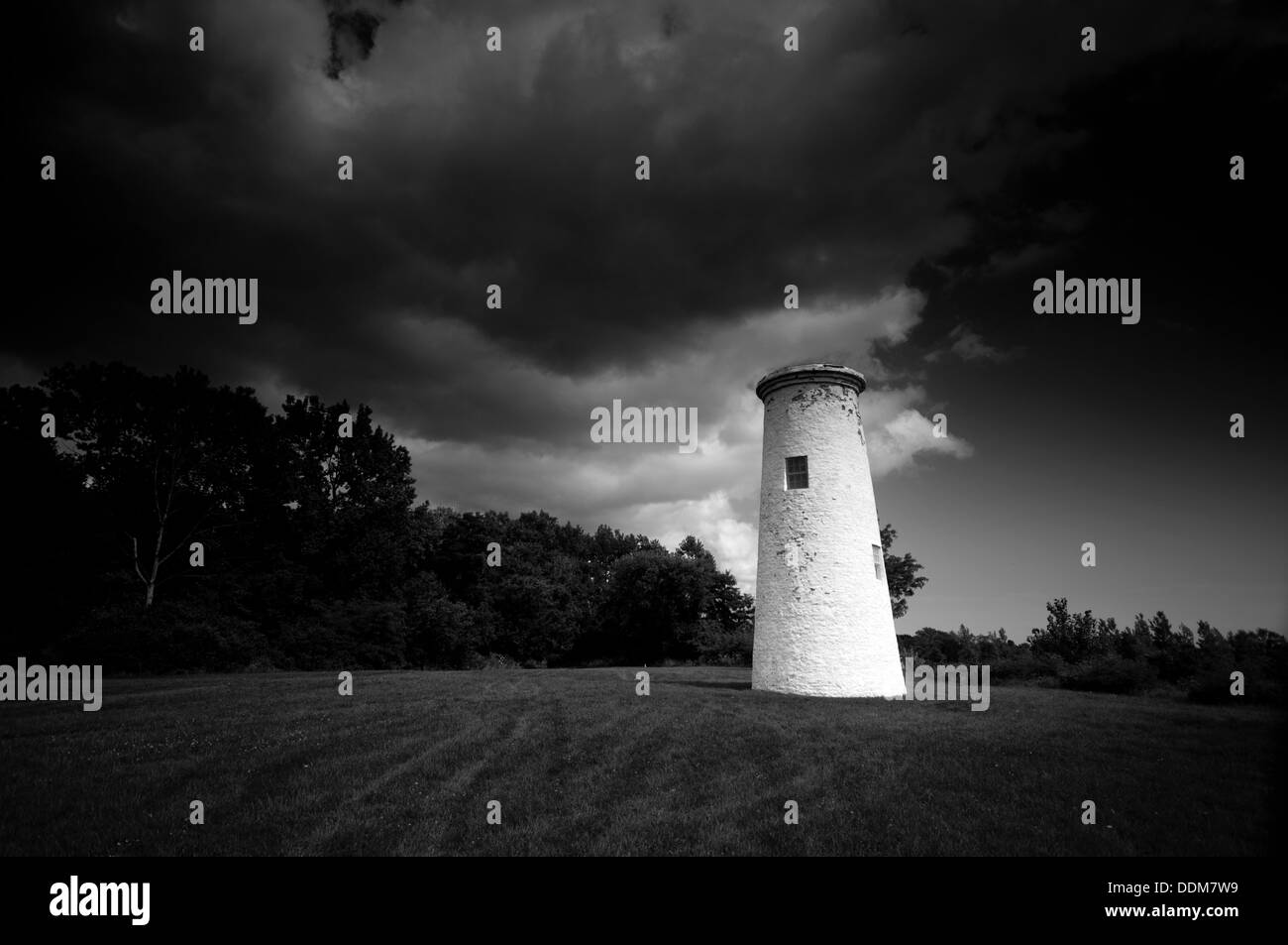 The lighthouse at the southern end of Boblo Island in Amherstburg, Ontario, Canada Stock Photo