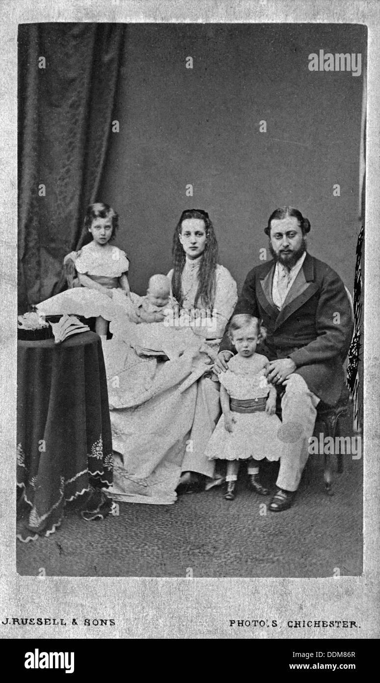 The Prince (later King Edward VII) and Princess of Wales with their children, 1867 Artist: Unknown Stock Photo