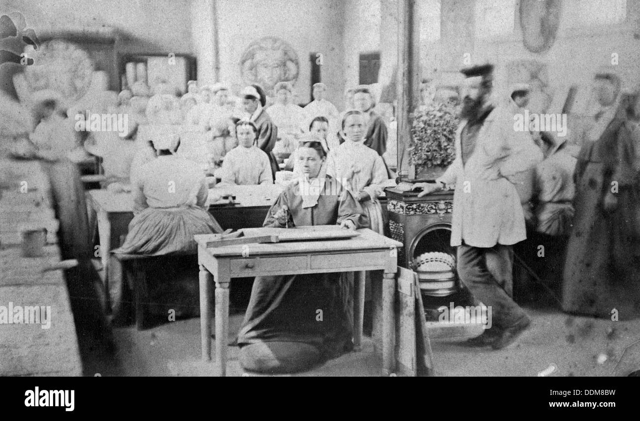 Women prisoners working, Pentonville Prison, London. Artist: Unknown Stock Photo