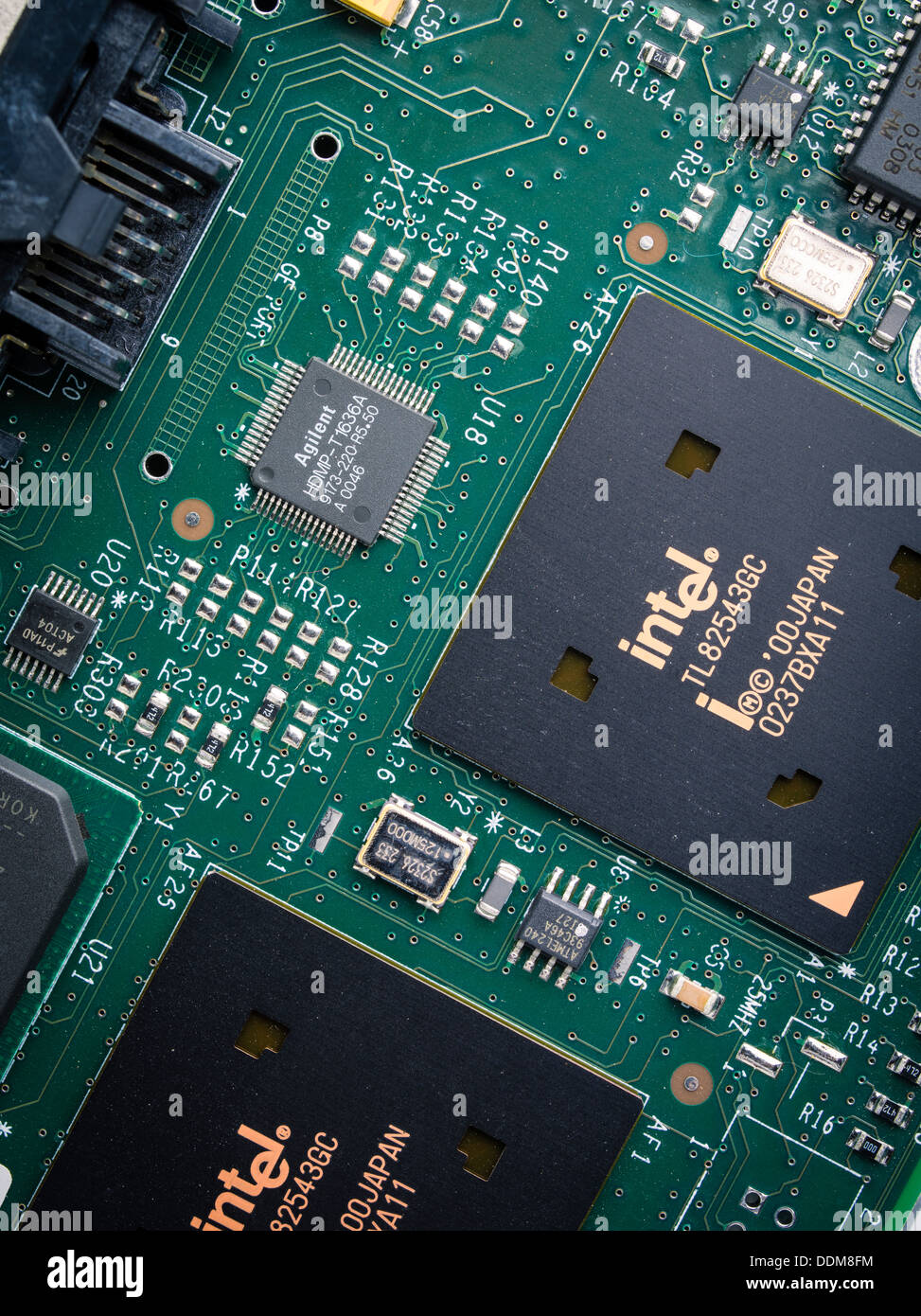 Made in Japan, Intel Microchip Flash Memory Circuit Board Stock Photo