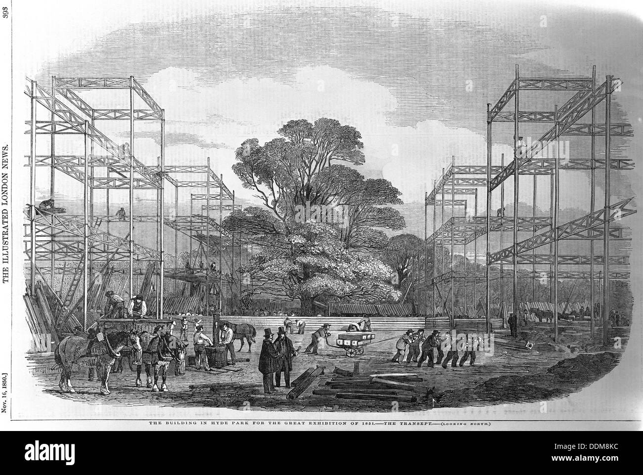 Building in Hyde Park, London for the Great Exhibition, 1851. Artist: Unknown Stock Photo