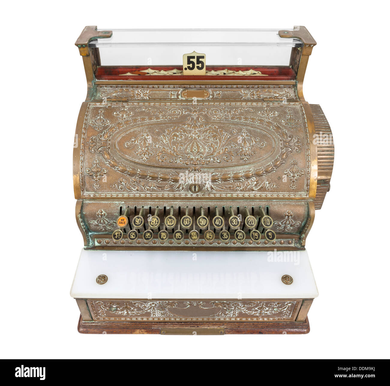 Vintage cash register isolated with clipping path. Stock Photo