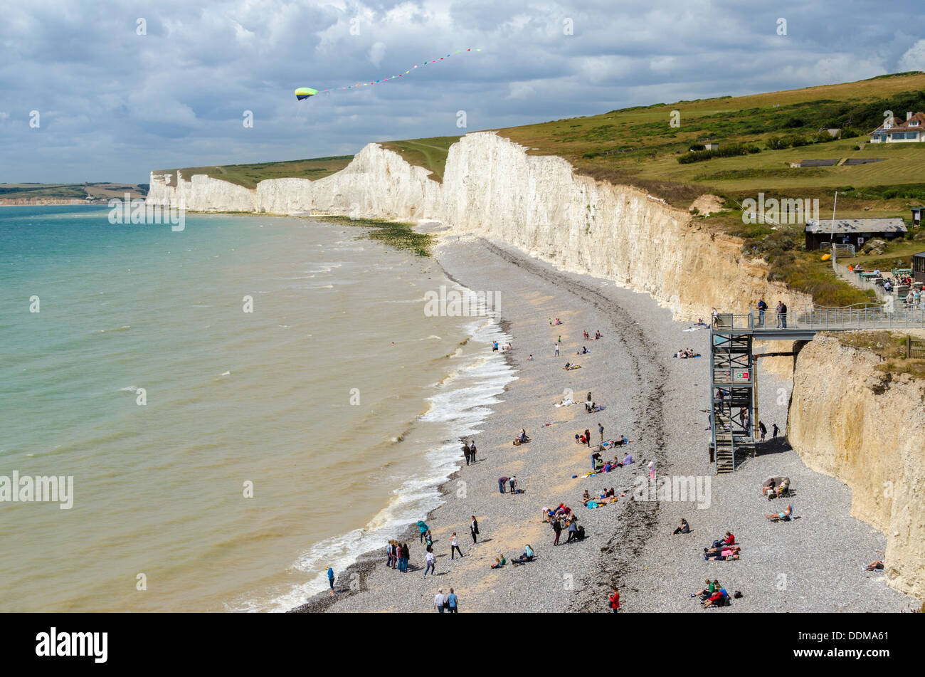 Birling Gap beach, and The Seven Sisters Sussex Stock Photo